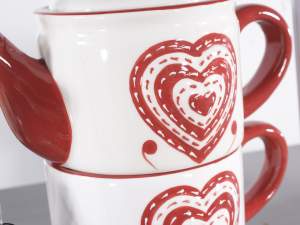 Grossista teiera tazza ceramica decori cuore