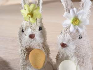 Grossiste lapins paque decors fibre naturelle
