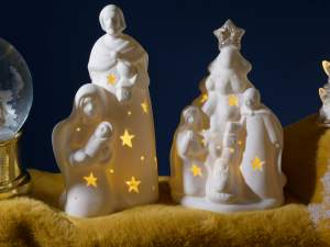 Grossisti presepe natività ceramica luce