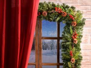 grossiste couronnes de Noël baies pommes de pin