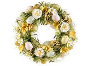 Vente en gros fleurs de couronne d'oeufs de Pâques