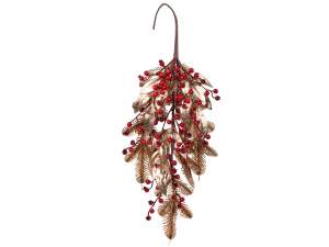 wholesale branch wreath gold berries Christmas