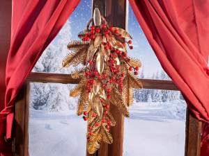 wholesale branch wreath gold berries Christmas
