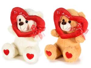 Teddybär mit ausgestopftem Herzen und Organza-Schleife