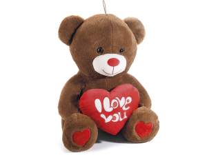 Plush bear with padded heart and I Love you writing