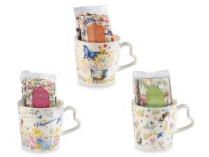 ingrosso tazza manico cuore fiori tisana regalo