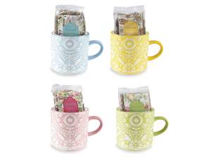 Ingrosso tazza fiori decori porcellana e tisana