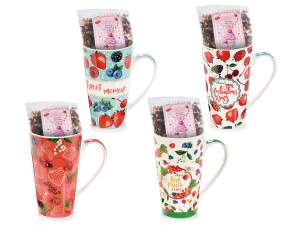 Ingrosso tazze mug porcellana design frutti rossi