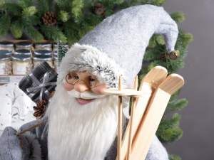 Ingrosso Babbo Natale decoro vetrina grigio