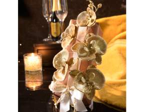 Ingrosso orchidea artificiale glitter oro