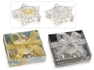 Porta tealight in vetro a stella  in scatola regalo