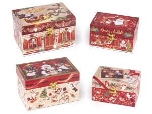 Set 2 scatole natalizie in legno foderato