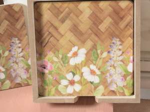 Ingrosso scatole sottobicchieri decorate legno