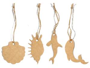 Confezione 40 tags mare in cartoncino color naturale
