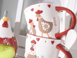 Ingrosso tazza ceramica decoro gallina