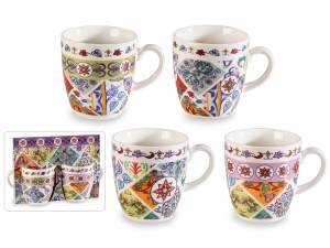 Conf regalo 2 tazzine in porcellana 80ml stampa Maiolica