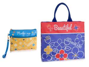 Set tote bag e pochette multicolor