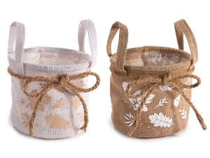 wholesale basket vase covered leaves autumn
