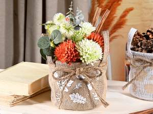 wholesale basket vase covered leaves autumn