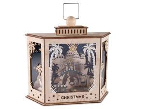 ingrosso lanterna presepe legno luci
