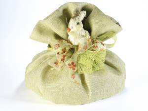 Lapin de Pâques décoratif en fibre naturelle color