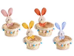 vente en gros panier en peluche lapin de pâques