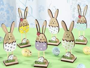 décoration de lapin de Pâques en bois en gros