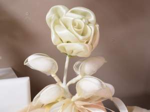 Artificial satin rose confetti holder