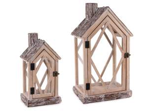 lanterne en bois en gros, écorce de maison