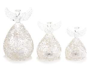 Grossistes anges verre décoré lumières LED