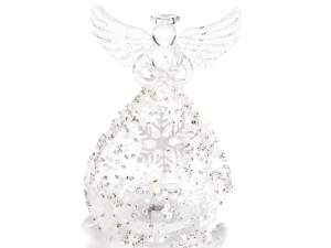 Grossistes anges verre décoré lumières LED