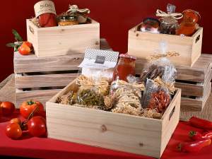 vente en gros boîte en bois avec poignées de plate