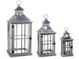 lanternes en bois grises en gros