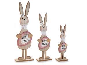 Décorations de lapins en bois à paillettes en gros