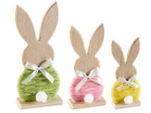 vente en gros lapins en bois pour la décoration de
