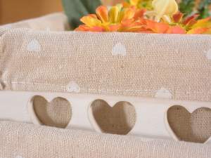 Panier en bois blanc décoré
