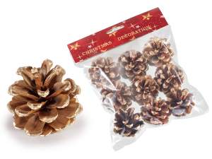 emballage de décoration de pomme de pin dorée en g