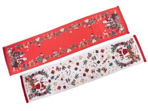 Camino de mesa en tela 140 cm Adornos navideños y flecos