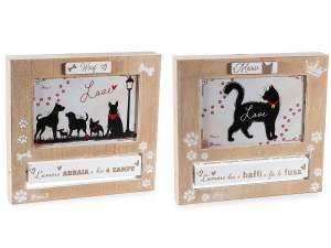 Marco fotos madera con perro, gato y decoraciones