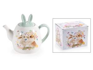 Tetera cerámica 1 l con tapa con orejetas