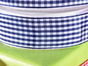 Wholesale blue white gingham ribbon