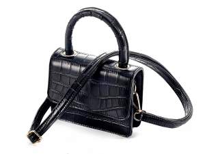 Grossisti borse mini bag similpelle nera coccodril