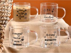 écritures sur tasses à café en verre en gros