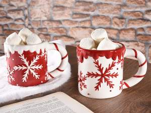 Tasse de Noël en gros avec poignée en flocon neige