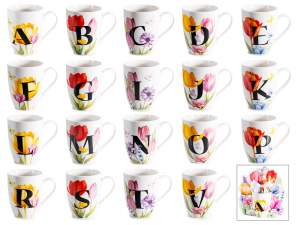 Mug à fleurs initiales en gros