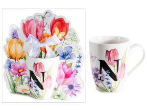Mug à fleurs initiales en gros