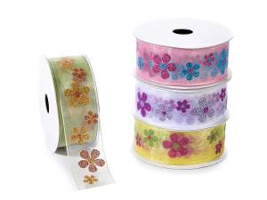 Grossista nastri organza fiori glitter