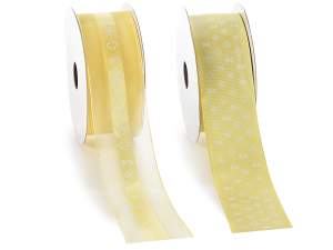 Ingrosso nastro organza raso colorato fiorellini
