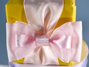 Ingrosso nastro organza rasorosa con fiorellini