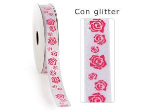 Grossista nastro raso bianco  glitter